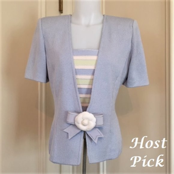 ST. JOHN COLLECTION knit jacket, blue, size 8 - Picture 1 of 12